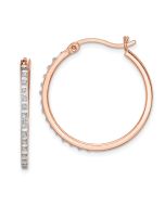 Eros Diamond Fascination Diamond Mystique Sterling Silver Rose Gold-plated Diamond Round Hoop Earrings