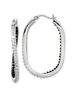 Elysian Diamond Fascination Diamond Mystique Sterling Silver Platinum-plated Diamond Black and White Diamond In and Out Hoop Earring