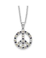 Spring Aria SS Platinum-plated Diamond Mystique Black and White Peace Sign Necklace