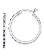Valora Diamond Fascination Diamond Mystique Sterling Silver 18K Gold-plated Diamond and Sapphire Hoop Earrings