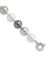 Orion Majestik Sterling Silver Rhodium-plated 12-13mm Multi-color Imitation Shell Pearl Hand-knotted Bracelet