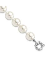 Zephyr Majestik Sterling Silver Rhodium-plated 12-13mm White Imitation Shell Pearl Hand-knotted Bracelet