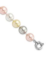 Rhea Majestik Sterling Silver Rhodium-plated 12-13mm Multi-Color Imitation Shell Pearl Hand-knotted Bracelet