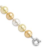 Evadne Majestik Sterling Silver Rhodium-plated 12-13mm Yellow and White Imitation Shell Pearl Hand-knotted Bracelet