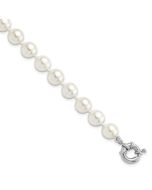 Isen Majestik Sterling Silver Rhodium-plated 8-9mm White Imitation Shell Pearl Hand-knotted Bracelet