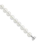 Isolde Majestic Sterling Silver Rhodium-plated 8-9mm White Imitation Shell Pearl Hand-knotted Bracelet