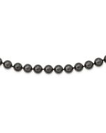 Ivory Elm Noble Valley Majestik Sterling Silver Rhodium-plated 10-11mm Black Imitation Shell Pearl Hand-knotted Necklace