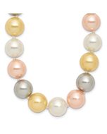 Spring Maple Amber Solstice Majestik Sterling Silver Rhodium-plated 12-13mm Multi-Color Imitation Shell Pearl Hand-knotted Necklace