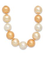 Amber Equinox Majestik Sterling Silver Rhodium-plated 12-13mm Yellow and White Imitation Shell Pearl Hand-knotted Necklace