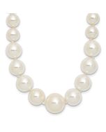 Bright Orchid Majestik Sterling Silver Rhodium-plated 6-12mm Graduated White Imitation Shell Pearl Hand-knotted Necklace
