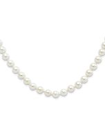 Dusk Laurel Majestik Sterling Silver Rhodium-plated 8-9mm White Imitation Shell Pearl Hand-knotted Necklace