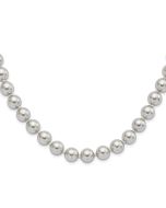 Modern Prelude Majestic Sterling Silver Rhodium-plated 10-11mm Grey Imitation Shell Pearl Hand-knotted Necklace