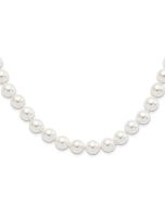 Shimmering Sonata Bright Wren Majestic Sterling Silver Rhodium-plated 10-11mm White Imitation Shell Pearl Hand-knotted Necklace