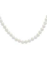 Serene Equinox Majestic Sterling Silver Rhodium-plated 8-9mm White Imitation Shell Pearl Hand-knotted Necklace