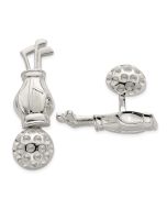 Cadenza Sterling Silver Reversible Golf Clubs andBall Cufflinks