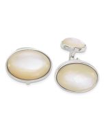 Zephira Sterling Silver Oval Mother of Pearl Cuff Links