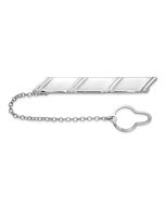 Marin Sterling Silver Rhodium-plated Diagonal Stripes with Button Chain Tie Bar