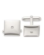 Marin Sterling Silver Rhodium-plated Polished with CZ Square Cuff Links