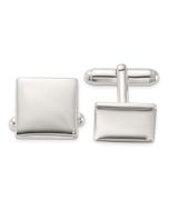 Vellum Sterling Silver Rhodium-plated Polished Square Cuff Links