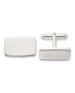 Amara Sterling Silver Rhodium-plated Polished Rectangle Cuff Links