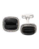 Valora Sterling Silver Onyx and Enameled Cuff Links