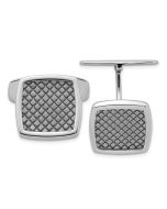 Lumine Sterling Silver Rhodium-plated and Ruthenium-plated Square Checkered Cuff Links