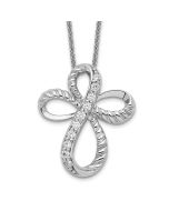 Sentimental Expressions Sterling Silver Rhodium-plated CZ Endless Hope 18in Cross Necklace