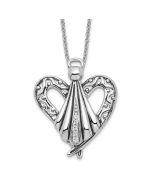 Sentimental Expressions Sterling Silver Rhodium-plated CZ Antiqued Angel of Friendship 18in Necklace