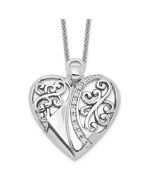 Sentimental Expressions Sterling Silver Rhodium-plated CZ Antiqued 18in Angel of Love Necklace