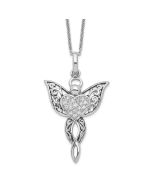 Sentimental Expressions Sterling Silver Rhodium-plated CZ Antiqued Angel of Blessing 18in Necklace