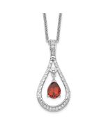 Sentimental Expressions Sterling Silver Rhodium-plated Jan. CZ Stone Never Forget Tear 18in Birthstone Necklace