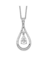 Sentimental Expressions Sterling Silver Rhodium-plated April CZ Stone Never Forget Tear 18in Birthstone Necklace