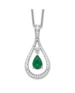 Sentimental Expressions Sterling Silver Rhodium-plated May CZ Stone Never Forget Tear 18in Birthstone Necklace