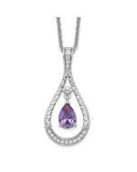 Sentimental Expressions Sterling Silver Rhodium-plated June CZ Stone Never Forget Tear 18in Birthstone Necklace