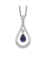 Sentimental Expressions Sterling Silver Rhodium-plated Sept. Lab-created Sapphire Never Forget Tear 18in Necklace