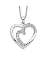 Sentimental Expressions Sterling Silver Rhodium-plated CZ Two Souls Lived As One 18in Heart Necklace