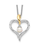 Sentimental Expressions Sterling Silver Gold-plated FW Cultured Pearl Heart and Soul 18in Necklace