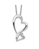 Sentimental Expressions Sterling Silver Rhodium-plated CZ Protected Heart 18in Necklace