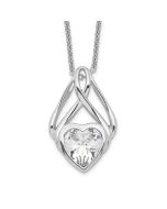 Sentimental Expressions Sterling Silver Rhodium-plated CZ Wrapped Around My Heart 18in Necklace