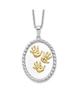 Sentimental Expressions Sterling Silver Gold-plated Hand Prints 18in Necklace