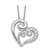 Sentimental Expressions Sterling Silver Rhodium-plated CZ A Mothers Journey 18in Heart Necklace