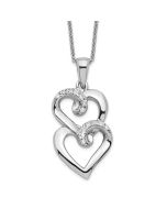 Sentimental Expressions Sterling Silver Rhodium-plated CZ To My Sister 18in Heart Necklace