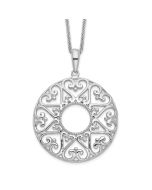 Sentimental Expressions Sterling Silver Rhodium-plated Polished Family Heart Strings 18in Necklace