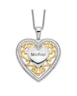 Sentimental Expressions Sterling Silver Gold-plated Mother 18 Inch Heart Necklace