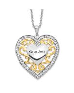 Sentimental Expressions Sterling Silver Gold-plated Grandma 18in Heart Necklace