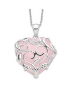 Sentimental Expressions Sterling Silver Rhodium-plated Rose Quartz Generous Heart 18 inch Necklace with Poem Card
