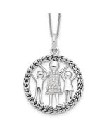 Sentimental Expressions Sterling Silver Rhodium-plated Antiqued Knitted Together By Love 18in Necklace