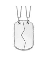 Sentimental Expressions Sterling Silver Rhodium-plated Antiqued Military Dog Tag For Two 18in Necklaces