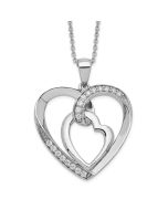 Sentimental Expressions Sterling Silver Rhodium-plated Innerconnected CZ My Heart To Yours 18 inch Necklace with Poem Card