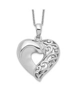 Sentimental Expressions Sterling Silver Rhodium-plated Close To My Heart 18in Necklace